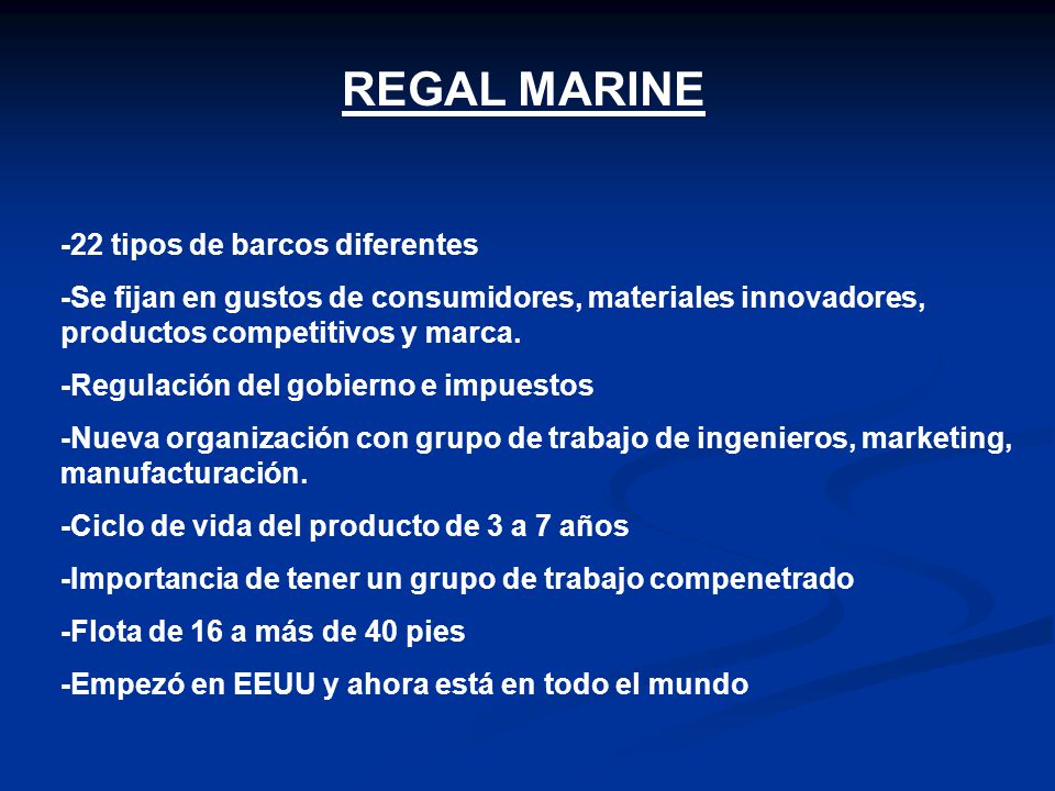 REGAL MARINE -22 tipos de barcos diferentes