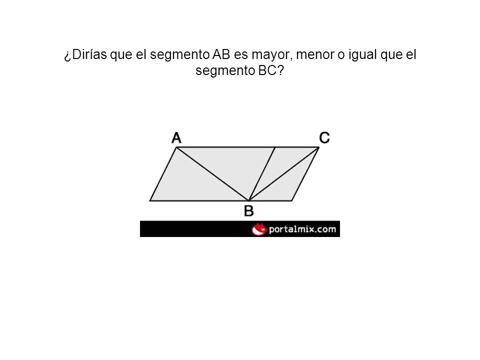 ¿Dirías que el segmento AB es mayor, menor o igual que el segmento BC