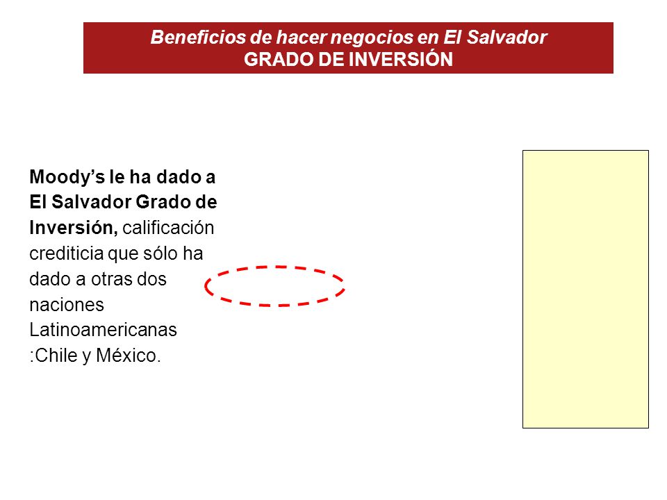 Beneficios de hacer negocios en El Salvador GRADO DE INVERSIÓN