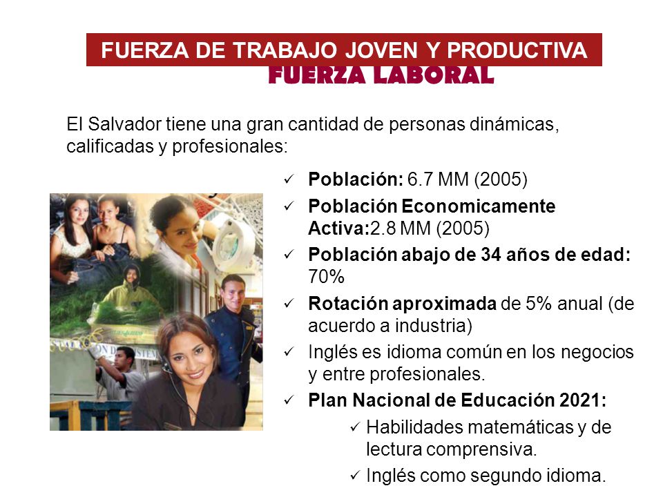 FUERZA DE TRABAJO JOVEN Y PRODUCTIVA