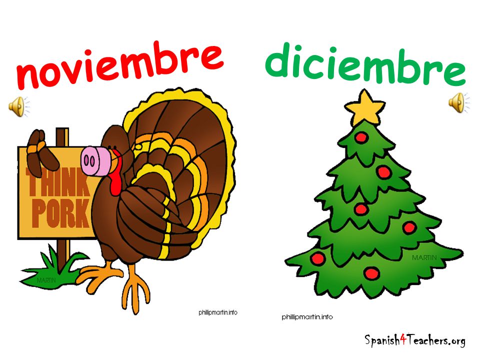 noviembre diciembre Spanish4Teachers.org