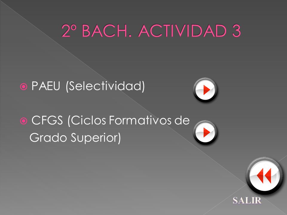 2º BACH. ACTIVIDAD 3 PAEU (Selectividad) CFGS (Ciclos Formativos de