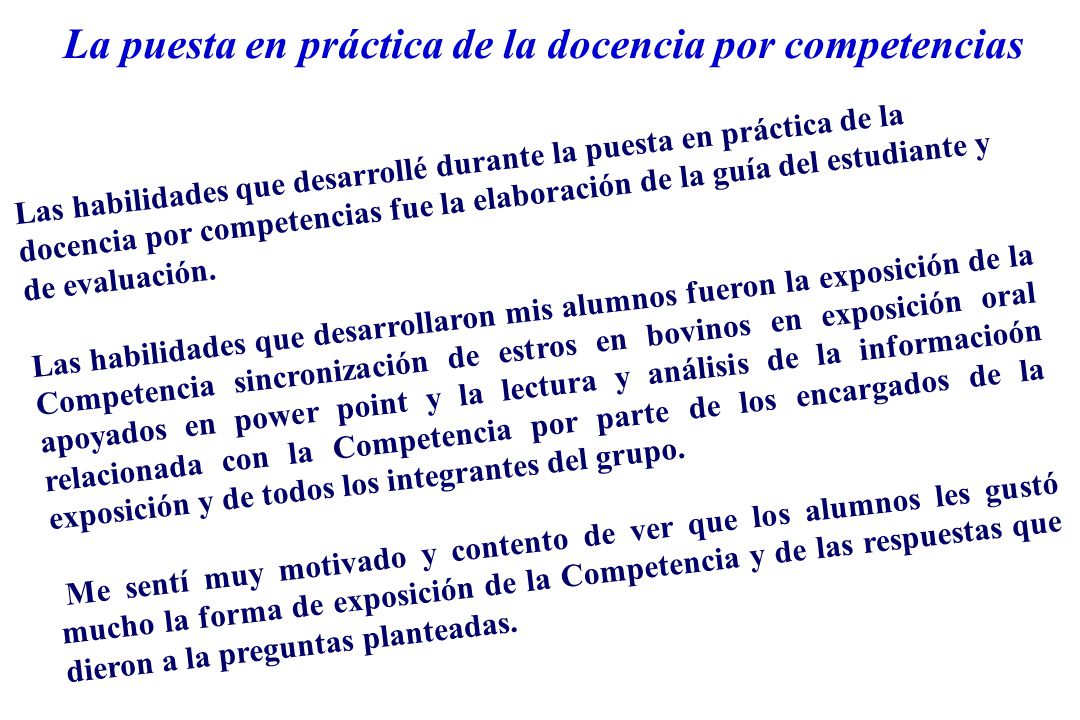La puesta en práctica de la docencia por competencias