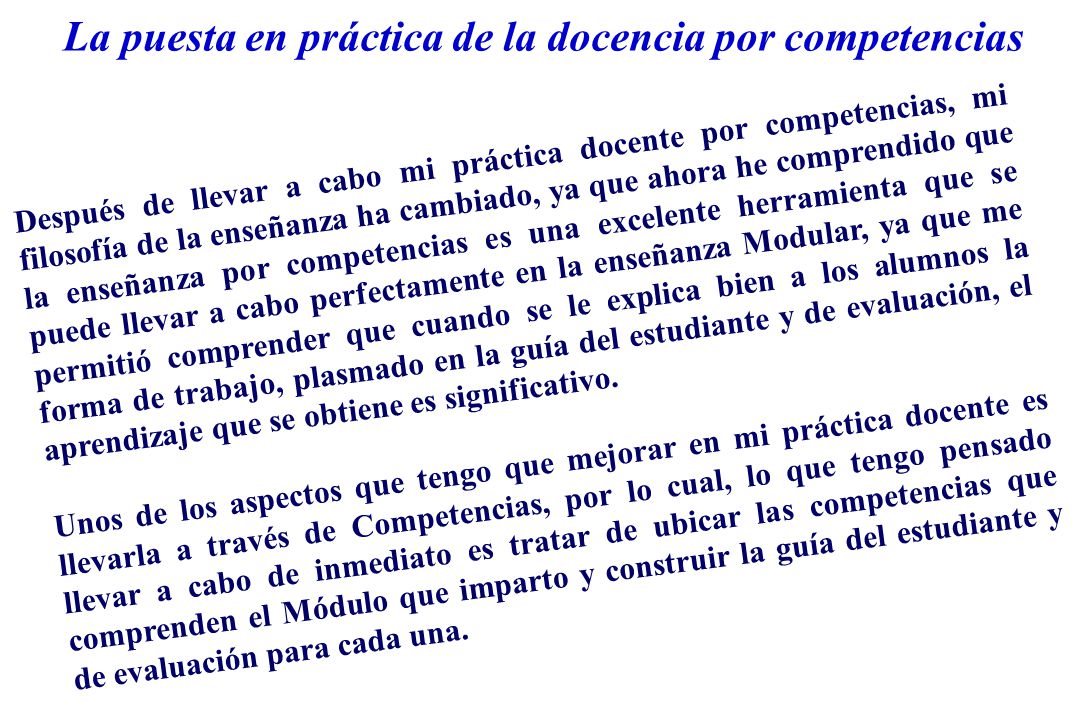La puesta en práctica de la docencia por competencias