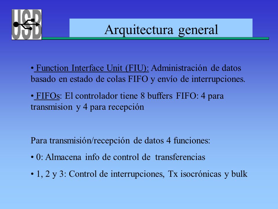 Arquitectura general Function Interface Unit (FIU): Administración de datos basado en estado de colas FIFO y envío de interrupciones.