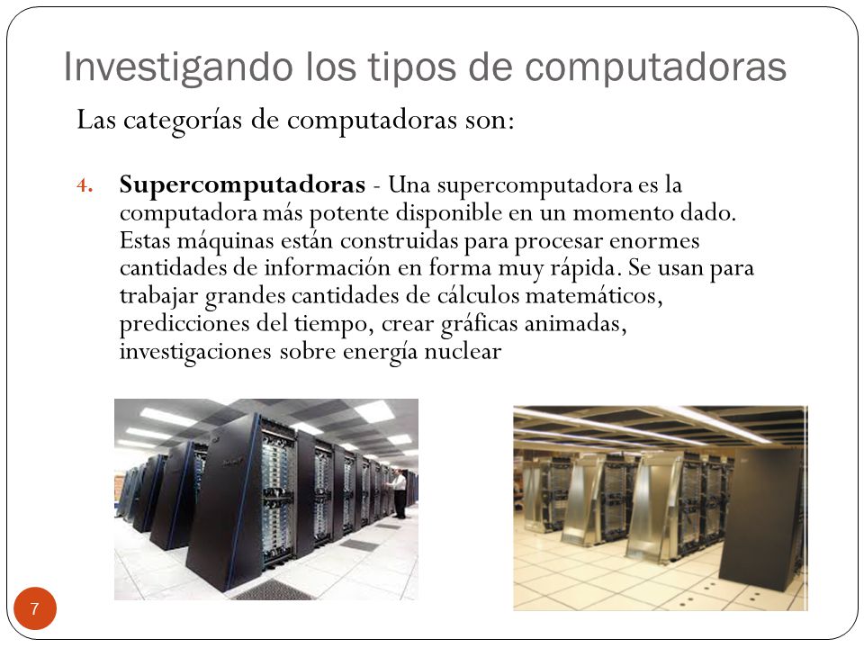 Investigando los tipos de computadoras