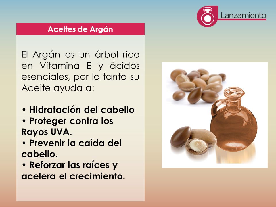 • Hidratación del cabello • Proteger contra los Rayos UVA.