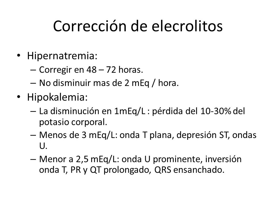 Corrección de elecrolitos