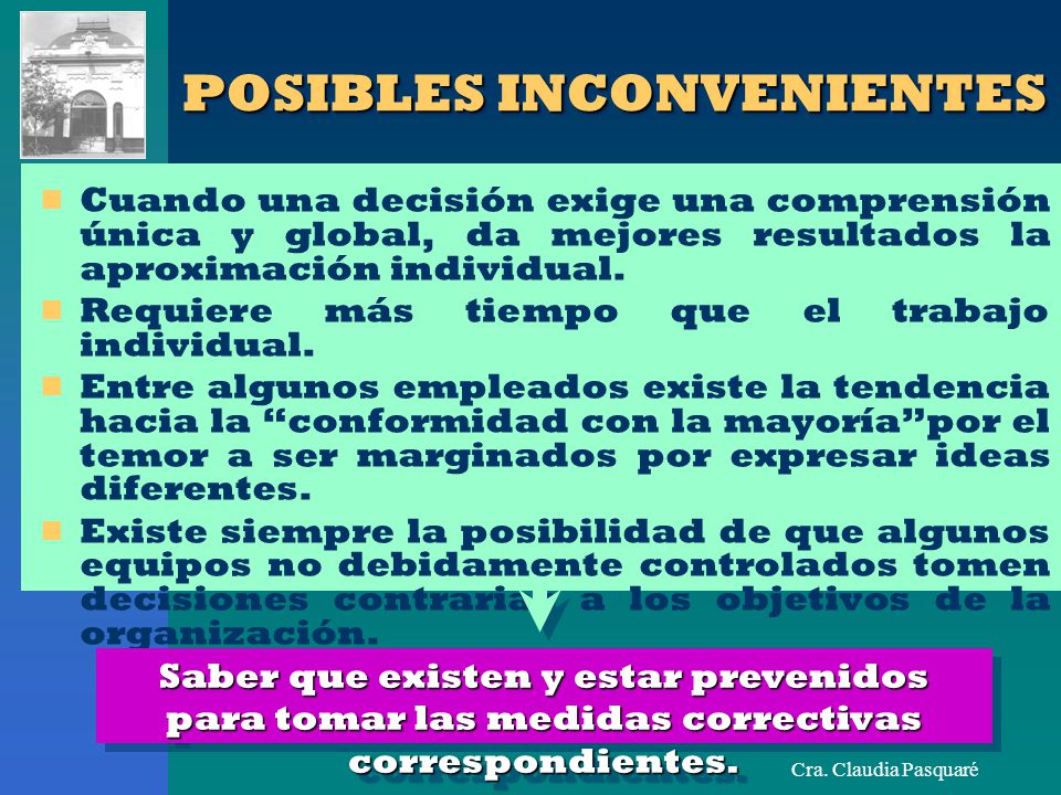 POSIBLES INCONVENIENTES