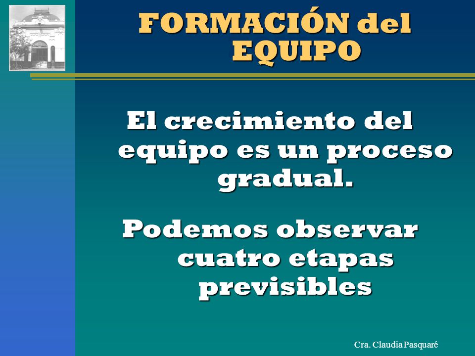 FORMACIÓN del EQUIPO El crecimiento del equipo es un proceso gradual.