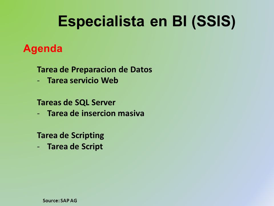 Especialista en BI (SSIS)