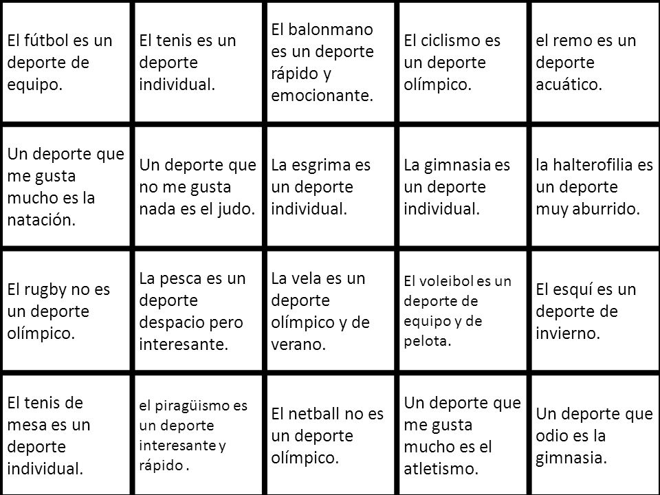 El fútbol es un deporte de equipo. El tenis es un deporte individual.