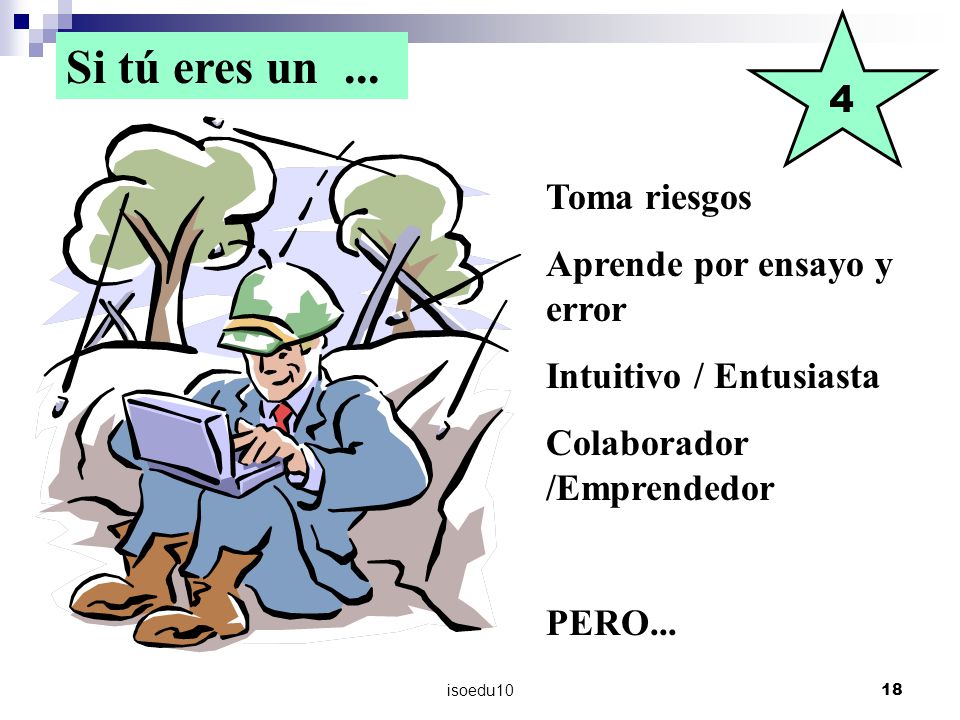 Si tú eres un Toma riesgos Aprende por ensayo y error