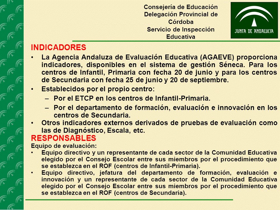 INDICADORES RESPONSABLES