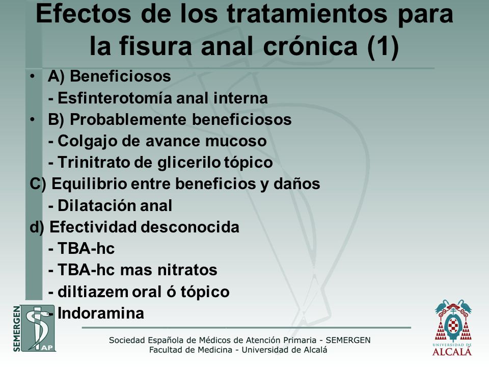 Efectos de los tratamientos para la fisura anal crónica (1)