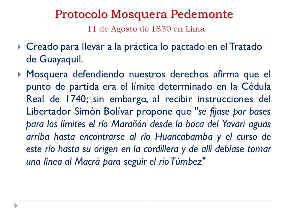 Protocolo Mosquera Pedemonte 11 de Agosto de 1830 en Lima
