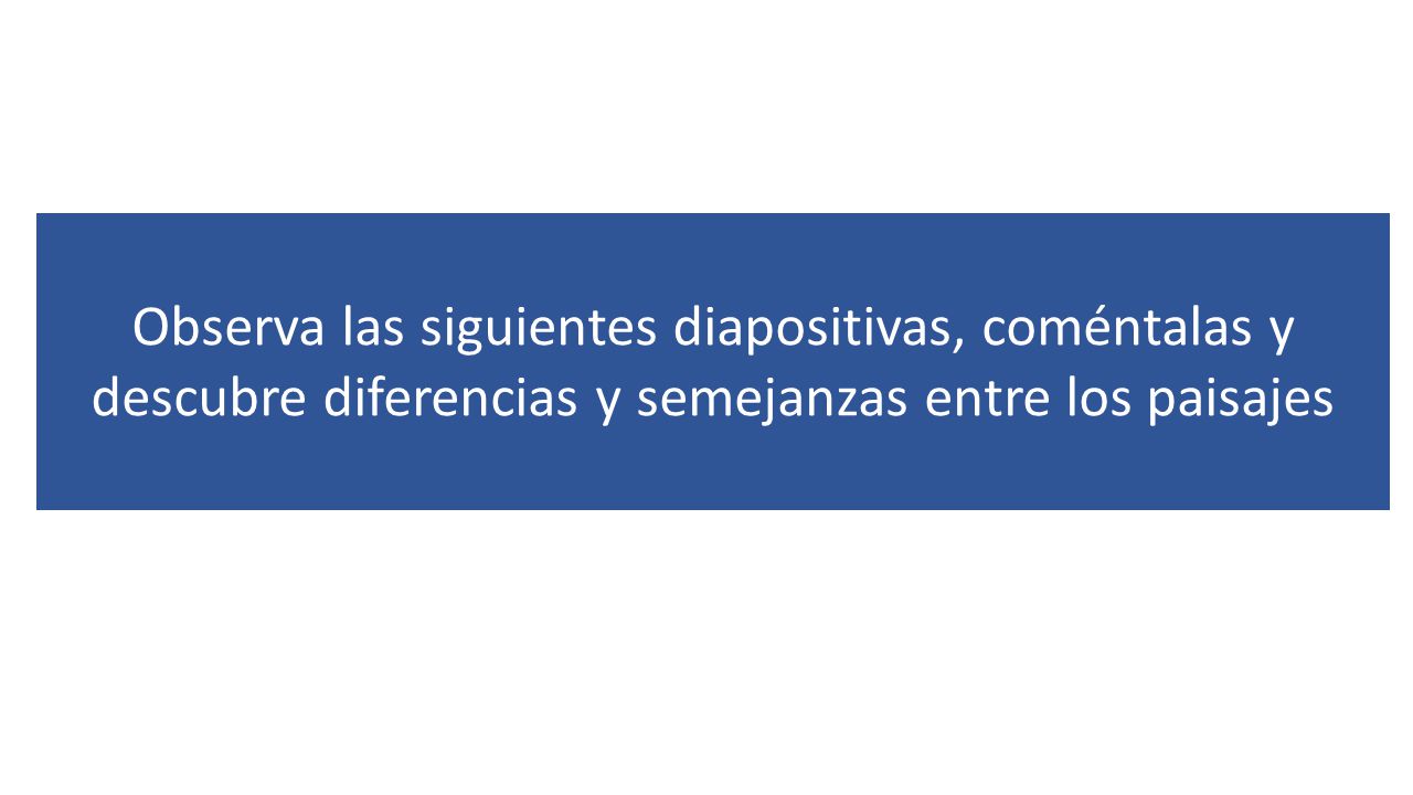 Observa las siguientes diapositivas, coméntalas y descubre diferencias y semejanzas entre los paisajes