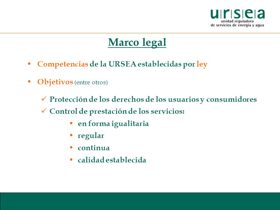 Marco legal Competencias de la URSEA establecidas por ley
