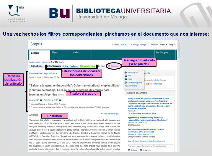 Una vez hechos los filtros correspondientes, pinchamos en el documento que nos interese: