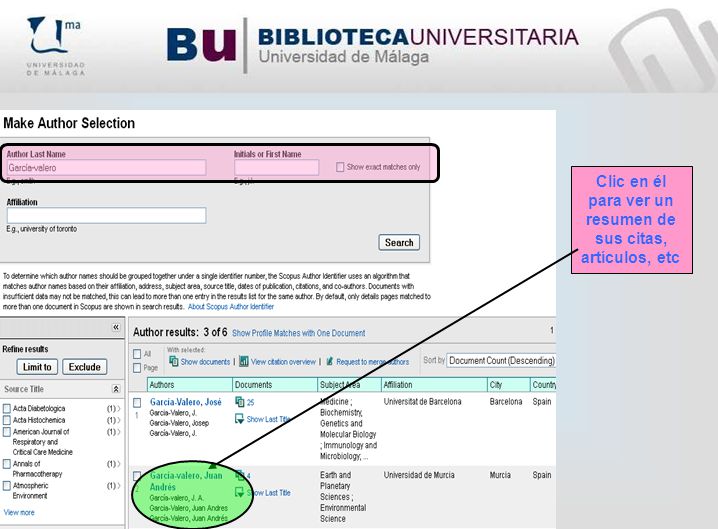 Clic en él para ver un resumen de sus citas, artículos, etc