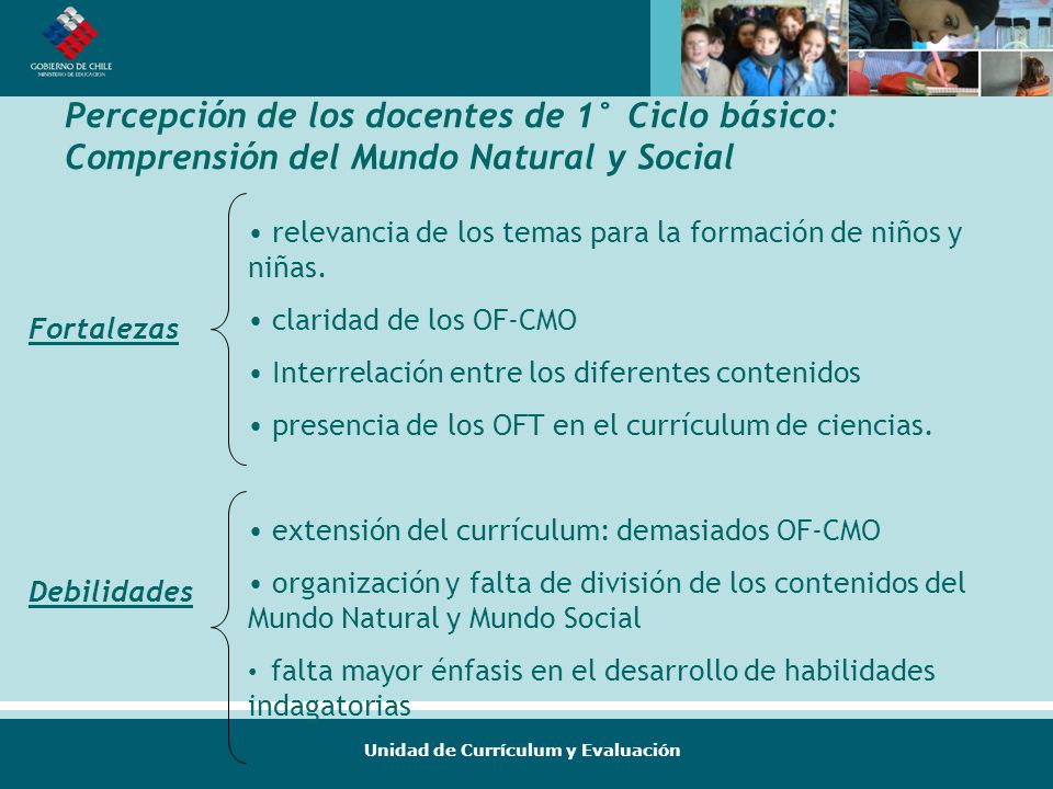 Percepción de los docentes de 1° Ciclo básico: Comprensión del Mundo Natural y Social