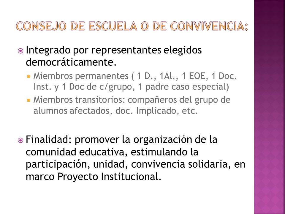 Consejo de escuela o de convivencia: