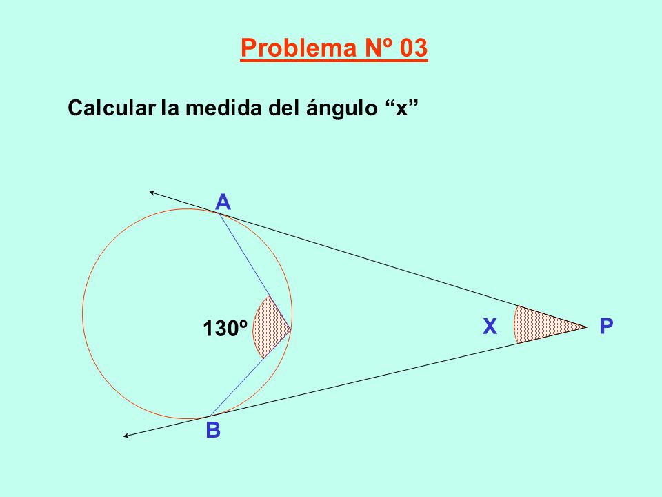 Problema Nº 03 Calcular la medida del ángulo x B A X P 130º