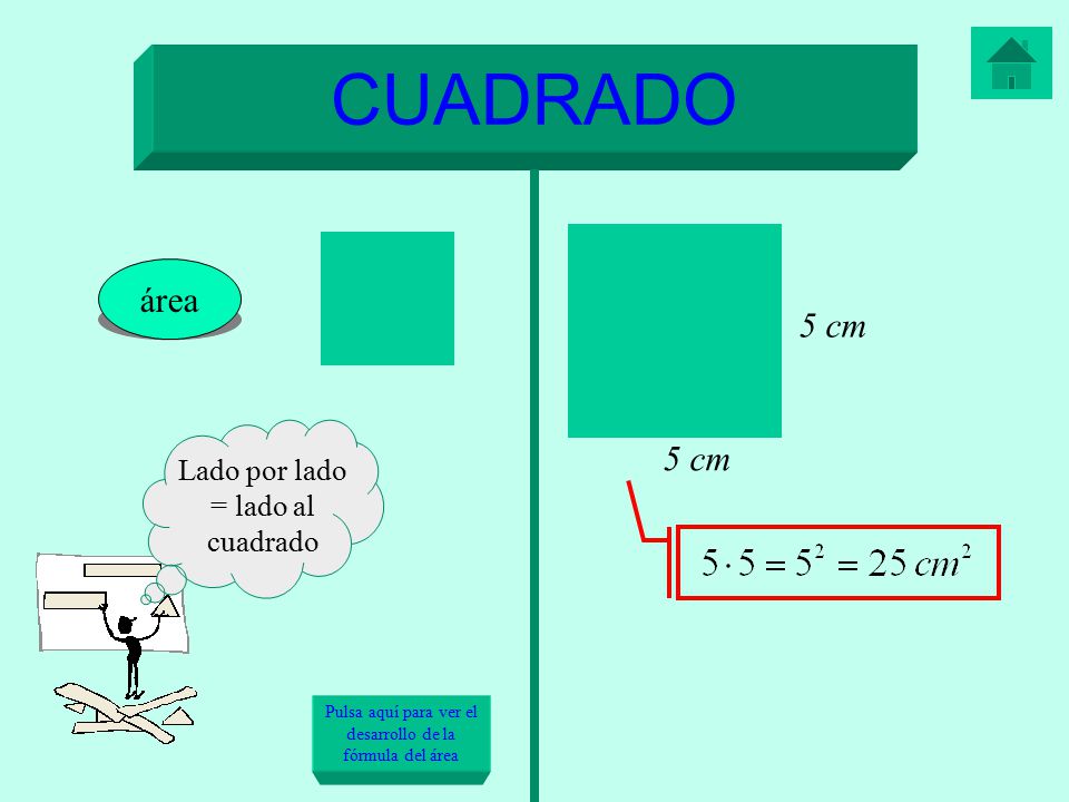 CUADRADO área 5 cm Lado por lado = lado al cuadrado