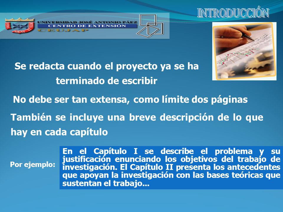 Se redacta cuando el proyecto ya se ha terminado de escribir