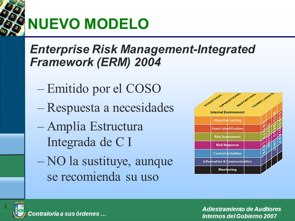 NUEVO MODELO Emitido por el COSO Respuesta a necesidades