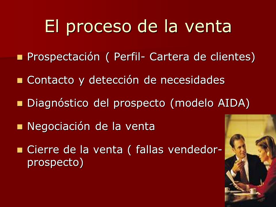 El proceso de la venta Prospectación ( Perfil- Cartera de clientes)