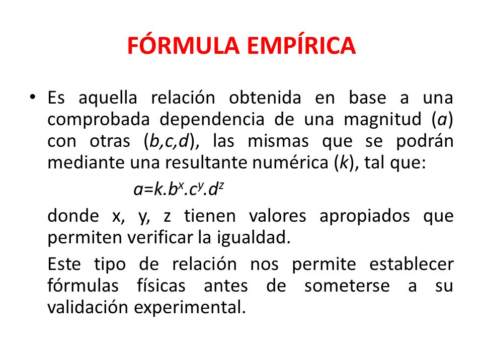 FÓRMULA EMPÍRICA