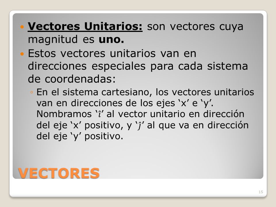 VECTORES Vectores Unitarios: son vectores cuya magnitud es uno.