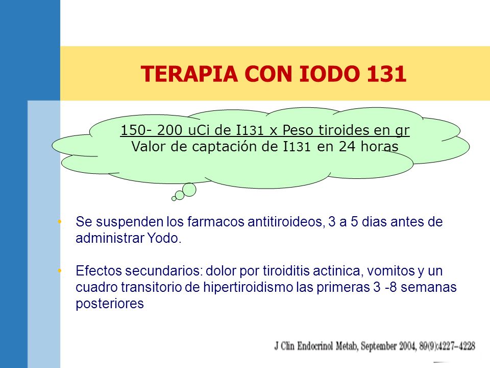 TERAPIA CON IODO uCi de I131 x Peso tiroides en gr