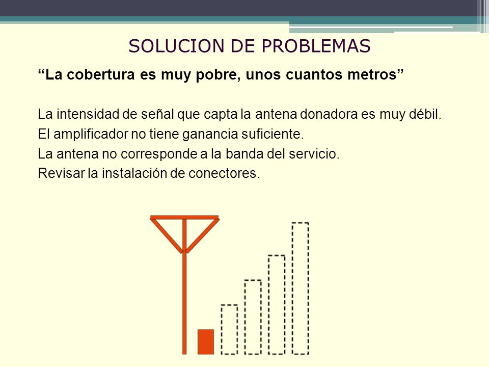 SOLUCION DE PROBLEMAS La cobertura es muy pobre, unos cuantos metros