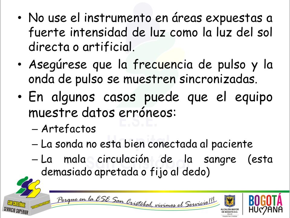 En algunos casos puede que el equipo muestre datos erróneos: