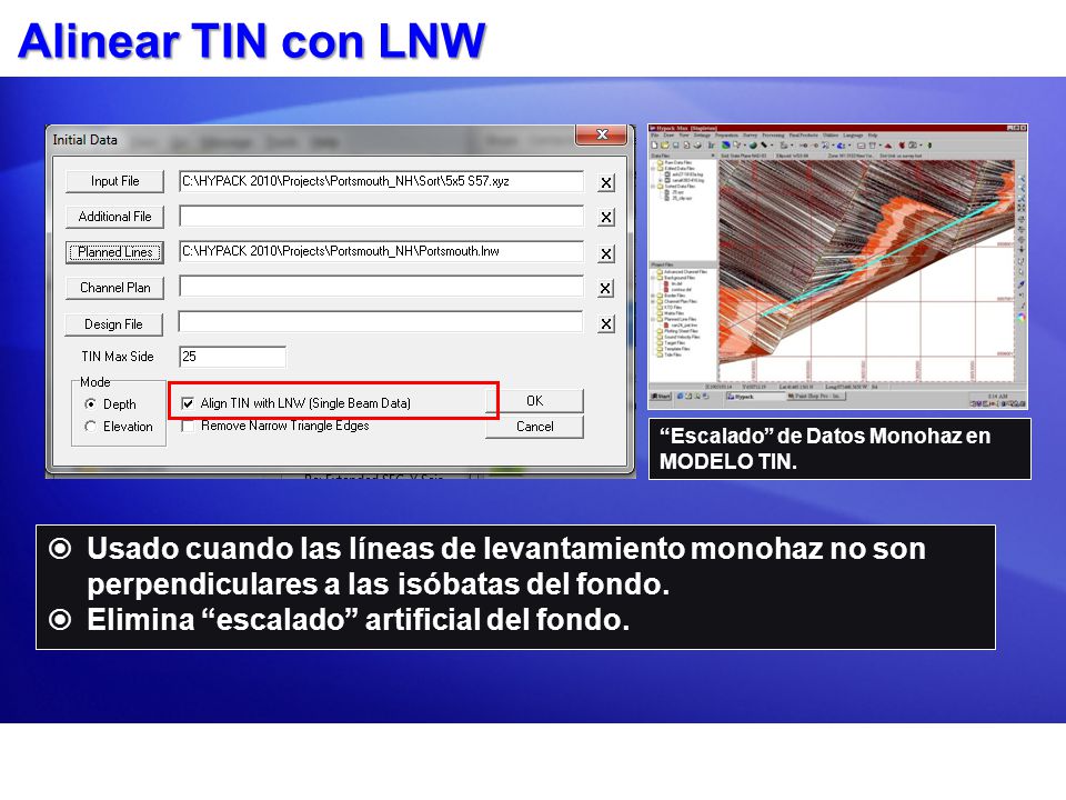 Alinear TIN con LNW Escalado de Datos Monohaz en MODELO TIN.