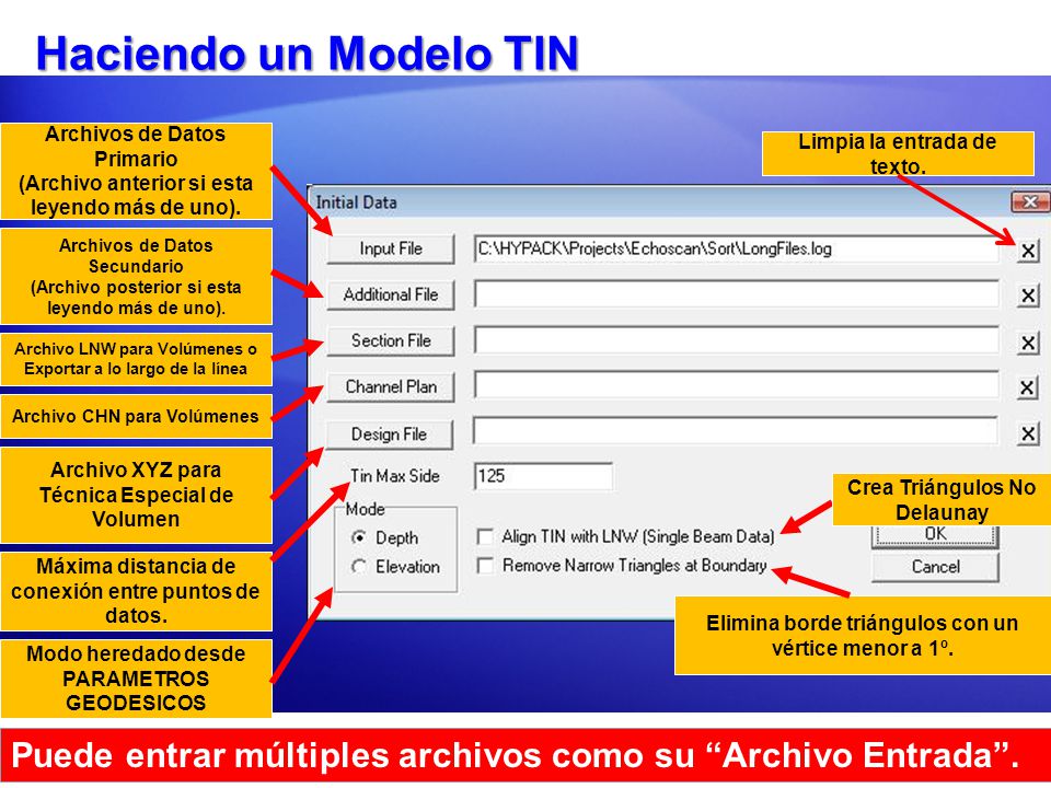 Haciendo un Modelo TIN Archivos de Datos Primario. (Archivo anterior si esta leyendo más de uno). Limpia la entrada de texto.
