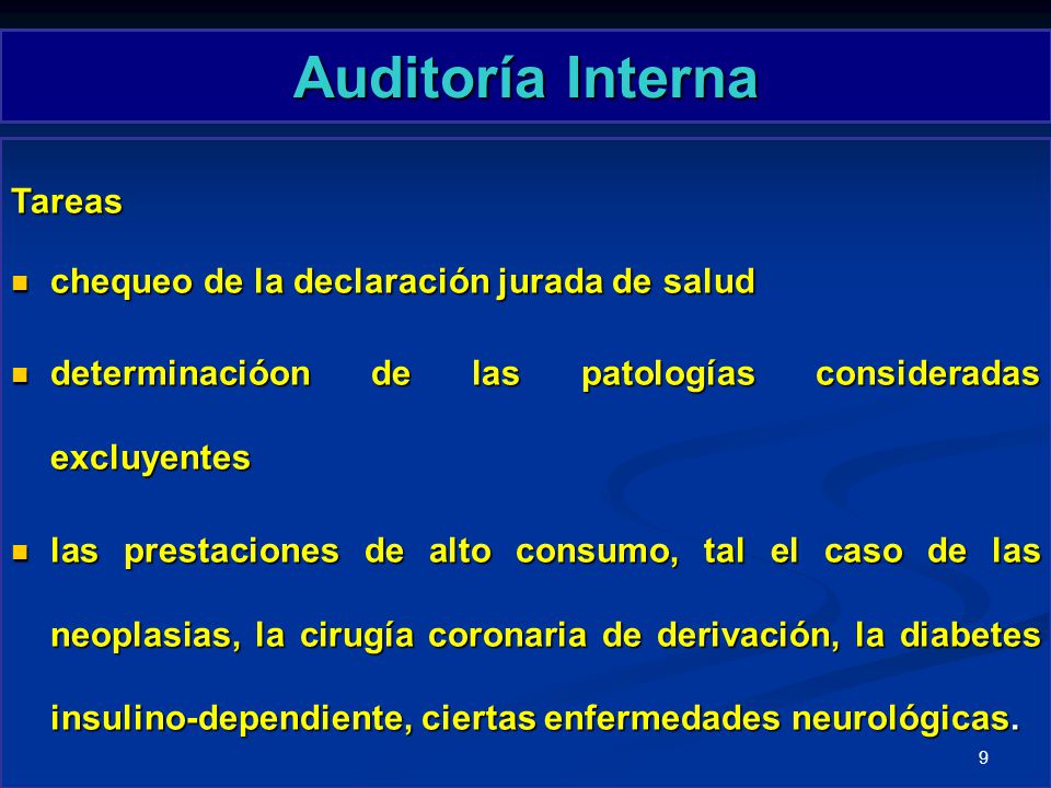 Auditoría Interna Tareas chequeo de la declaración jurada de salud