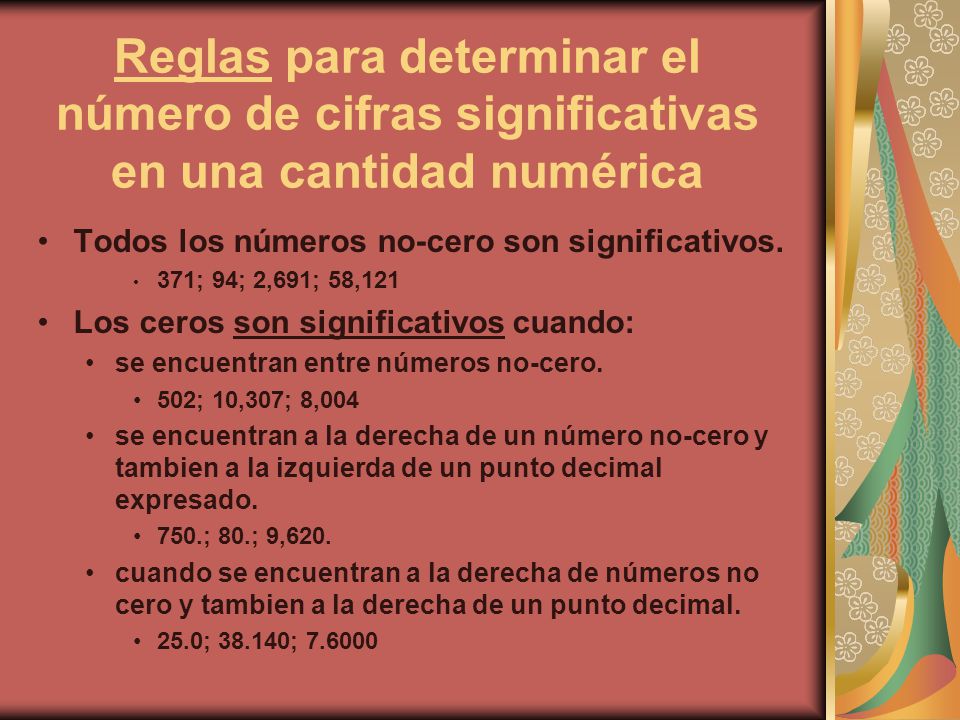 Reglas para determinar el número de cifras significativas en una cantidad numérica