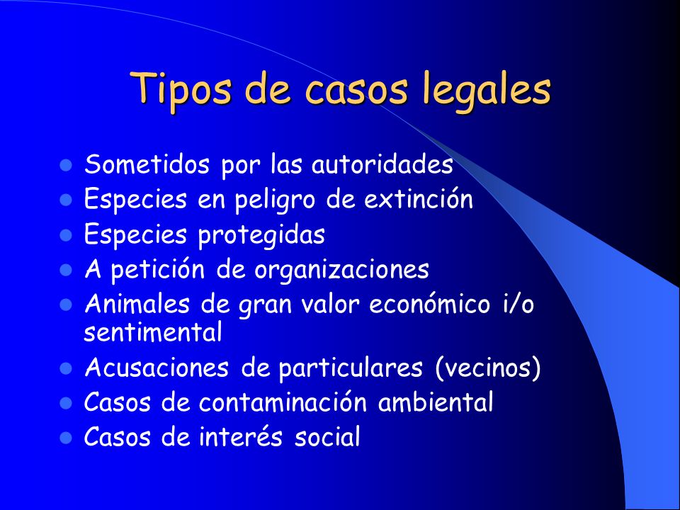 Tipos de casos legales Sometidos por las autoridades