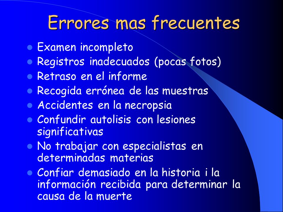 Errores mas frecuentes