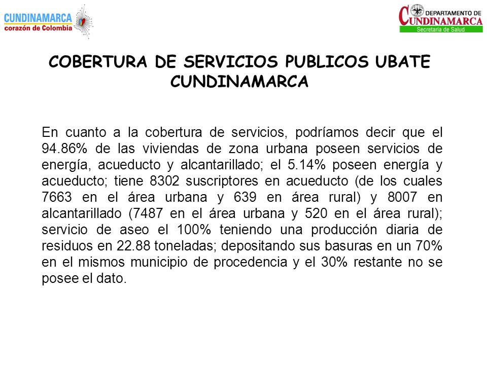 COBERTURA DE SERVICIOS PUBLICOS UBATE CUNDINAMARCA