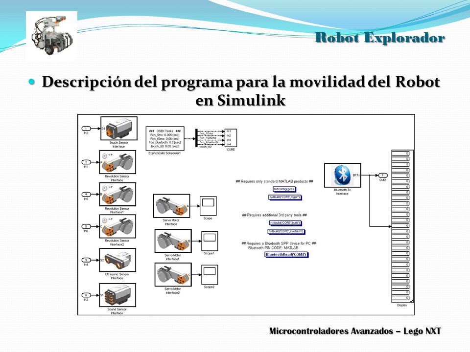 Descripción del programa para la movilidad del Robot en Simulink