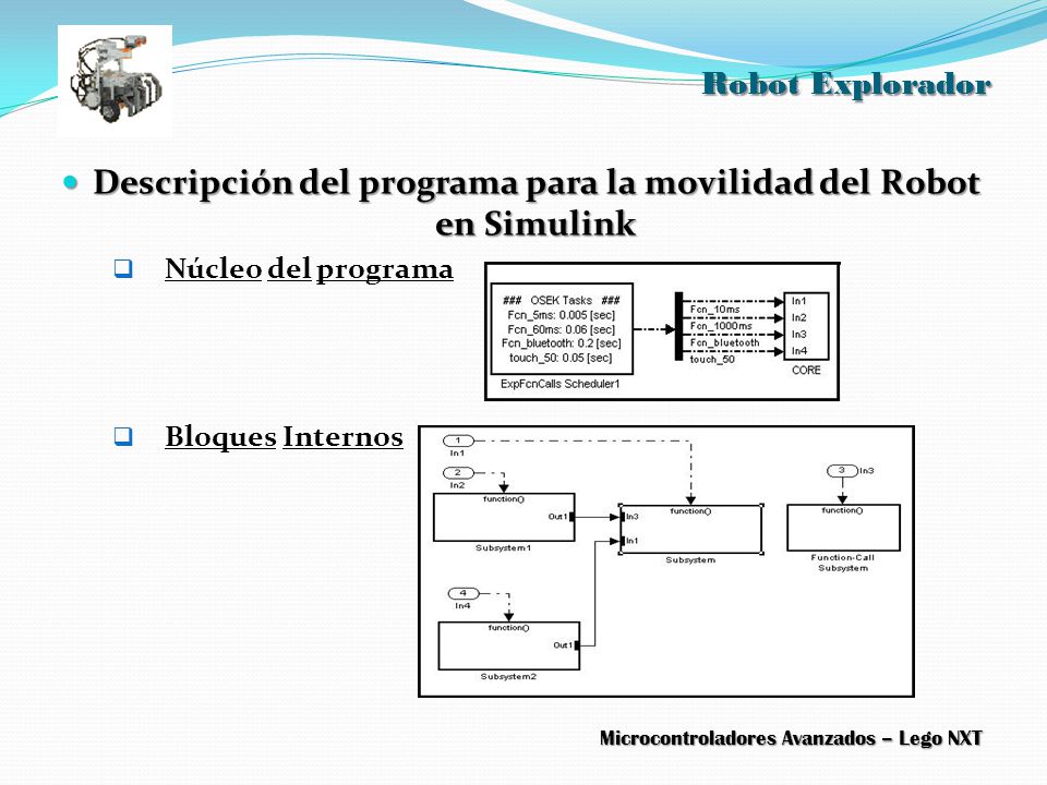 Descripción del programa para la movilidad del Robot en Simulink