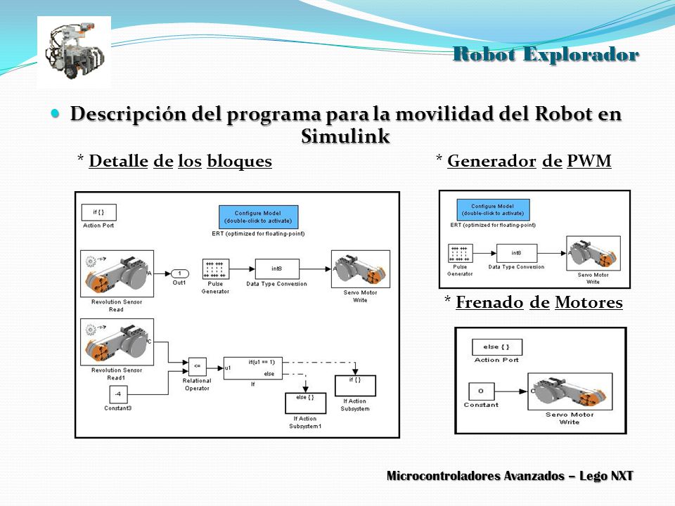 Descripción del programa para la movilidad del Robot en Simulink