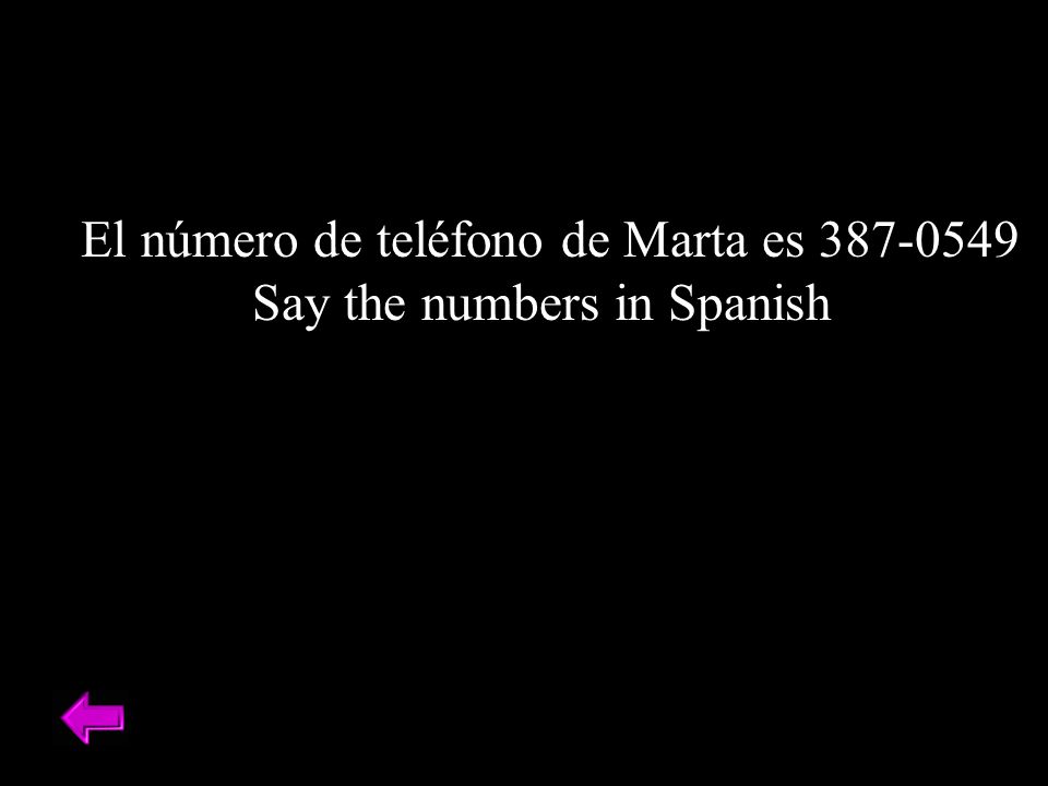 El número de teléfono de Marta es Say the numbers in Spanish