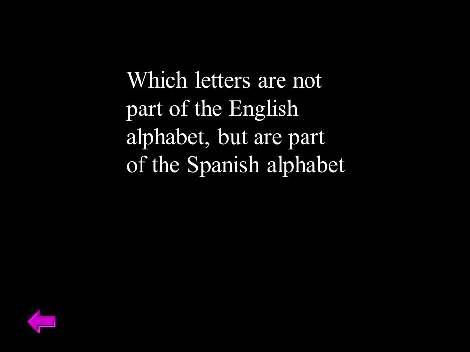 Which letters are not part of the English alphabet, but are part of the Spanish alphabet