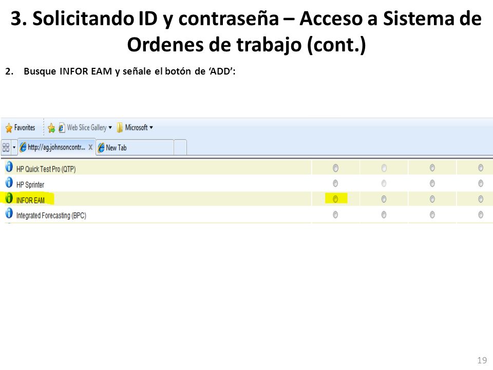 3. Solicitando ID y contraseña – Acceso a Sistema de Ordenes de trabajo (cont.)