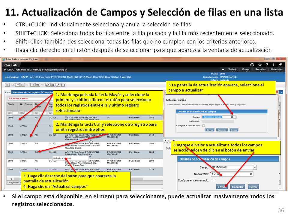 11. Actualización de Campos y Selección de filas en una lista